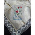 SILK HANKIE VERY OLD WITH LACE TRIM AND EMBROIDERY