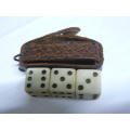 MINIATURE DICES IN LEATHER CASE CAN BE USED AS KEY RING