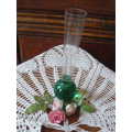 GREEN ANDWHITE INNER BUBBLE STEM GLASS VASE