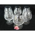 GENUINE CRYSTAL BRANDY STEM GLASSES X 6