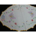 TRAY CLOTH VINTAGE COTTON EMBROIDERED LOVELY