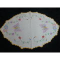 TRAY CLOTH VINTAGE COTTON EMBROIDERED LOVELY