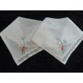 2 FINE VINTAGE COTTON EMBROIDERED HANKIES