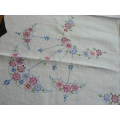 VINTAGE COTTON EMBROIDERED TABLE CLOTH STUNNING !!!!!!!