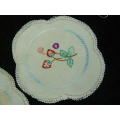 VINTAGE COTTON EMBROIDERED DOILIES X 2 STAIN