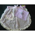 EMBROYDERED COTTON DOUBLE THICK TRAY CLOTH AND HALF APRON