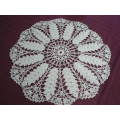 SET OF X 2 MATCHING VINTAGE COTTON DOILIES HAND ROCHETED CREAM 44 CM