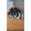 Beautiful vintage hand painted complete Nativity set
