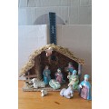 Beautiful vintage hand painted complete Nativity set