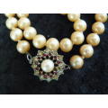 FOUX PEARL NECKLACE WITH LOVELY CLASP 45 CM GOOD CONDITION