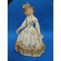 0OL PORCELAIN VICTORIAN HAND PAINTED D0LL WITH LACE TRIM