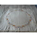 STUNNING EMBROIDERED TABLE CLOTH WITH HAND CROHETED EDGE 98 X 87