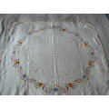 STUNNING EMBROIDERED TABLE CLOTH WITH HAND CROHETED EDGE 98 X 87