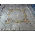 VINTAGE EMBROIDERED TABLE CLOTH WITH HAND CROCHETEDEDGE