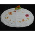 TRAY CLOTH VINTAGE COTTON  WITH HAND CROCHETED EDGE