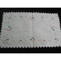 TRAY CLOTH VINTAGE COTTON  WITH HAND CROCHETED EDGE