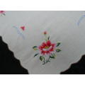 CROSS STITCH TRAY CLOTH COTTON WITHHANDCROCHETED EDGE LOVELY