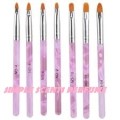 7 PCS GEL BRUSH SET-SIZES-14-12-10-8-6-4-2 clear and purple bruhes