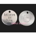 ANTIQUE SILVER -CHARM-BELIEVE IN LOVE-20X20MM
