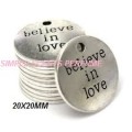 ANTIQUE SILVER -CHARM-BELIEVE IN LOVE-20X20MM