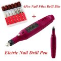 Electric Nail Drill Bits 6 File Tool Set Machine Acrylic Art Manicure Pen Shaper- light pink