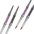 Nail Art UV Gel Rhinestone Handle Double-headed Acrylic Kolinsky Brush Pen- MIX COLORS