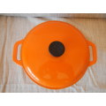 STUNNING !! Cast Iron and Orange Enameled Casserole Pot 21cm Dia