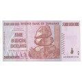 ZIMBABWE -  UNCIRCULATED 5 BILLION DOLLAR NOTE