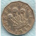 1943   THREE PENCE COIN        United Kingdom                         SUN8032