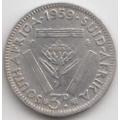 1959   THREEPENCE COIN SILVER   SA                SUN8780