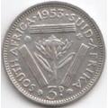 1953   THREEPENCE COIN SILVER   SA                SUN10335