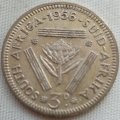 1956   THREEPENCE COIN SILVER   SA                SUN10706