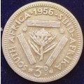 1956   THREEPENCE COIN SILVER   SA                SUN11580*