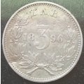 1896  THREEPENCE   SILVER  COIN         SUN12655*