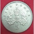 1990 -   FIVE Pence Coin      United Kingdom         SUN12909*