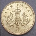 1996 -   FIVE Pence Coin      United Kingdom         SUN12923*