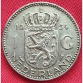 1954  1 Gulden - Juliana   Silver (.720)      Netherlands          SUN12936*