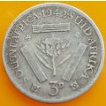 1942  Threepence Coin   SILVER   0.800             SUN13469*