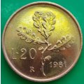 1981     20 Lire Coin       ITALY         SUN13699*