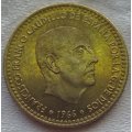 1966        Una Peseta  Coin       Spain         SUN13715*