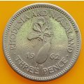 1962   Three Pence COIN       Rhodesia and Nyasaland                     SUN13999*