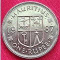 1987  One Rupee Coin     Mauritius       SUN14049*