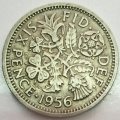 1956 -   SIX  Pence Coin      United Kingdom         SUN14162*