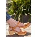 SWEDISH HASBEENS --LACY SANDAL TAN --extremely sought after--