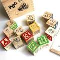 Educational Abc Wooden Blocks In Storage Box - 48 Piece