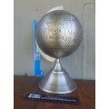 STAINLESS STEEL LARGE EARTH TO THE WORLD SPINNING GLOBE!!!