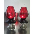 ANTIQUE WEEK #12 - STUNNING DEEP RED GLASS CANDLE SNUFFERS