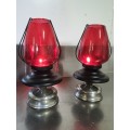 ANTIQUE WEEK #12 - STUNNING DEEP RED GLASS CANDLE SNUFFERS