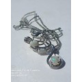 KA#13 - JEWELLERY - 925 SOLID SILVER OPAL NECKLACE AND EARING SET - STUNNING IN THE SUN!