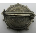 South Africa: Paul Kruger ZAR Silver One Shilling of 1894? Set in Brooch